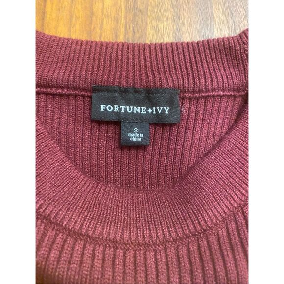 Fortune + Ivy Women's Burgundy Annella Fitted Ribbed Top & Skirt Set Small NWT - Picture 5 of 16